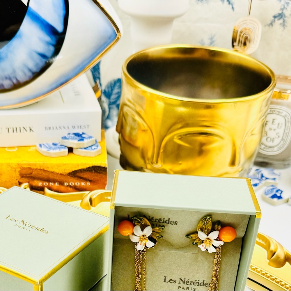 🆕 LES NEREIDES 🧿 NIB Gardens in Provence Orange Blossom Chain Earring - Picture 16 of 16